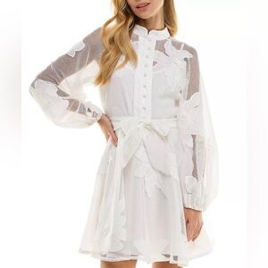 SENI & CADE Juniors' Jacquard Mesh Lined White Dress